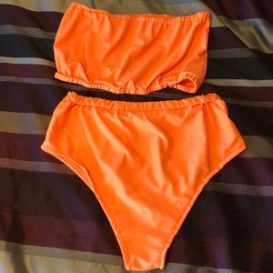 Orange two piece bathing suits
